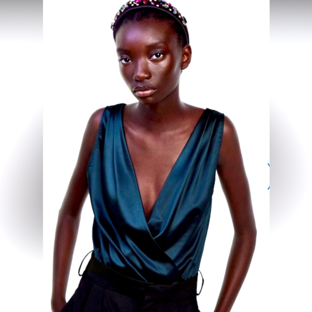 Brand New With Tags Zara Sateen bodysuit in midnight blue. Size medium